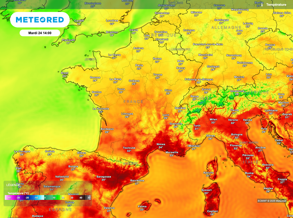 Températures plus respirables la semaine prochaine même si de fortes à très fortes chaleurs pourront persister dans le sud (pourtour méditerranéen notamment). Températures plus respirables la semaine prochaine même si de fortes à très fortes chaleurs pourront persister dans le sud (pourtour méditerranéen notamment).