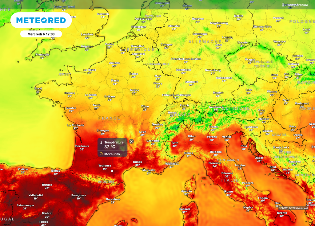 Températures mercredi après-midi