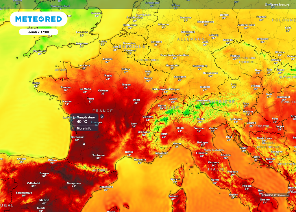 Températures jeudi après-midi