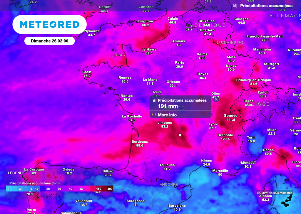 Des cumuls de pluie importants attendus d'ici la fin de semaine en France. Des cumuls de pluie importants attendus d'ici la fin de semaine en France.