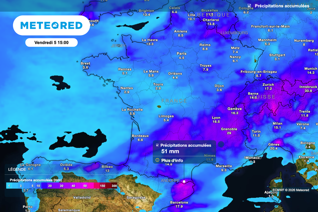 Des cumuls de pluie parfois importants attendus au cours des prochaines heures.