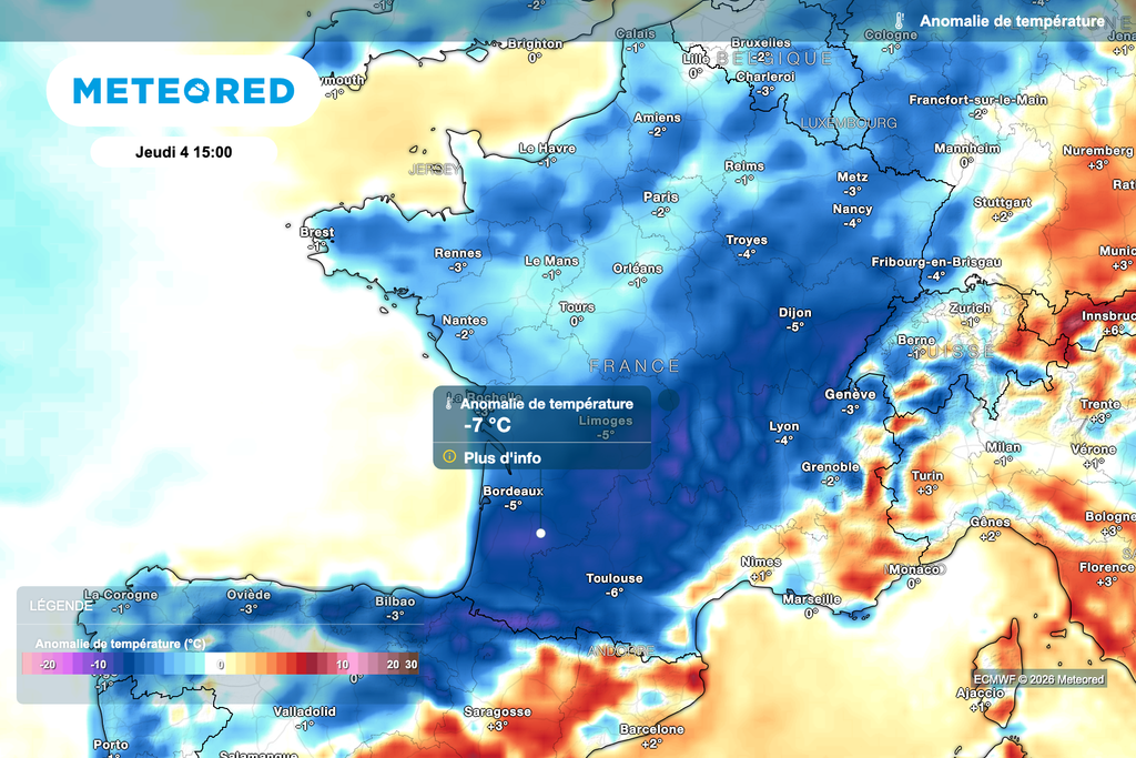 Températures souvent 5 à 8 degrés sous les normales de saison.