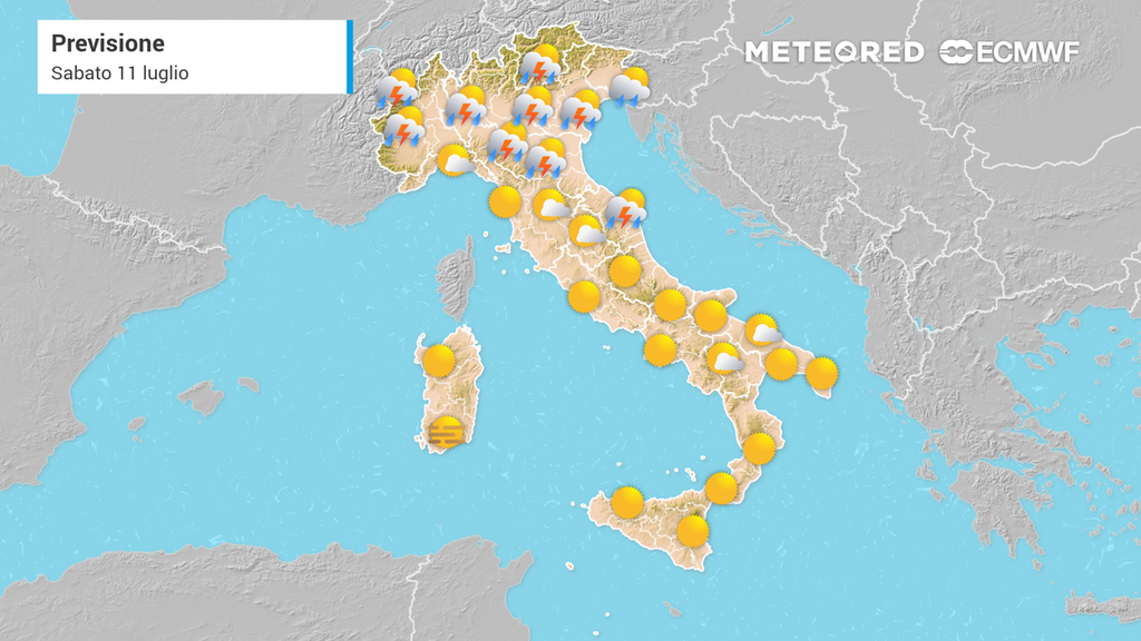 previsioni meteo per sabato 11 luglio 2026 Le previsioni meteo per sabato 11 luglio 2026.