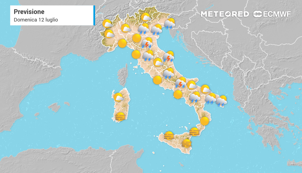 previsioni meteo per domenica 12 luglio 2026 Le previsioni meteo per domenica 12 luglio 2026.