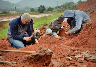Descubren el fósil de un dinosaurio de más de 230 millones de años en el sur de Brasil tras unas graves inundaciones
