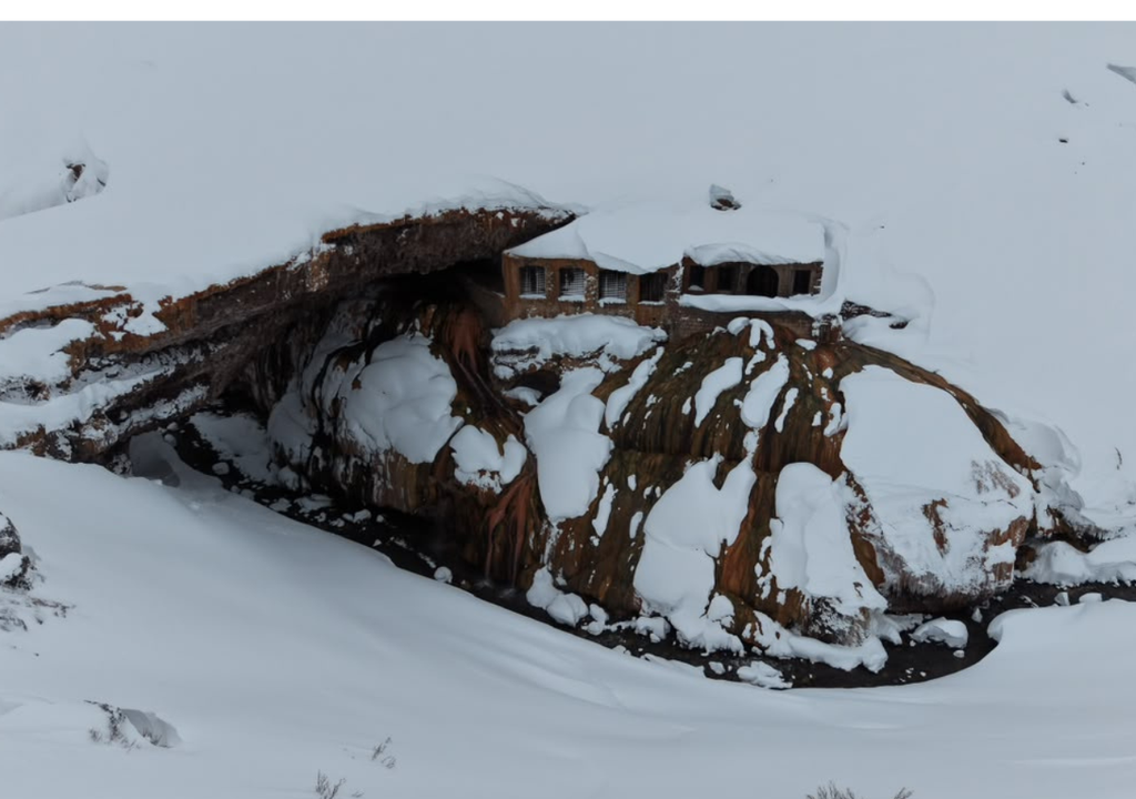 Temporal Nieve Mendoza El monumento natural Puente del Inca está cubierto de nieve como pocas veces se ha visto antes. Foto: Gentileza Bruno Brachetta.