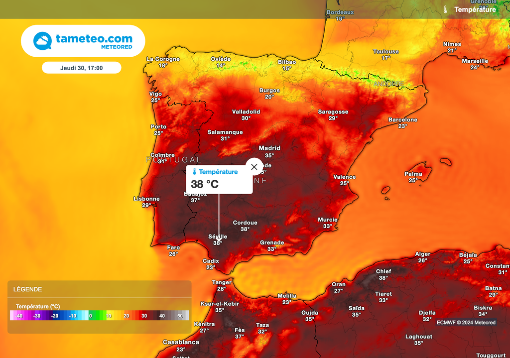 Vague de chaleur précoce dans le sud de l'Espagne. Des pointes à près de 40 degrés attendues jeudi après-midi. Vague de chaleur précoce dans le sud de l'Espagne. Des pointes à près de 40 degrés attendues jeudi après-midi.