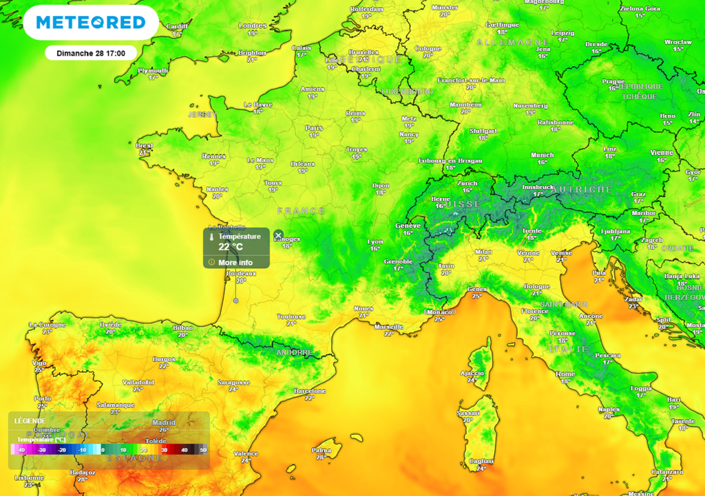 Dimanche, les températures retrouveront quelques couleurs avec plus de 20°C dans le sud-ouest.