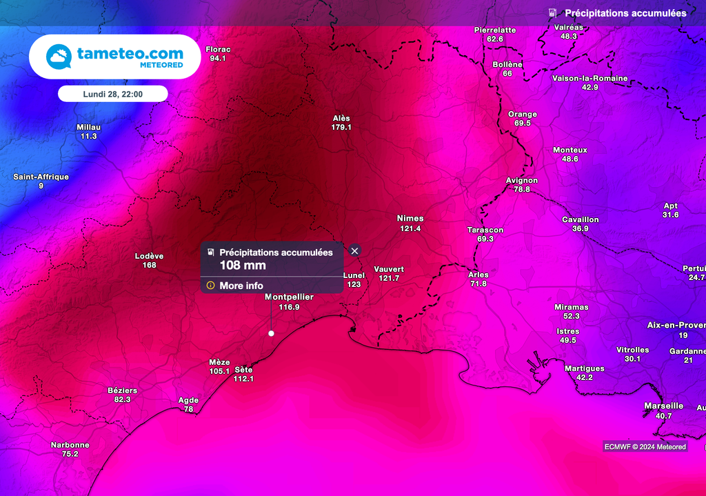 Les fortes pluies sur les Cévennes pourraient également concerner le Languedoc.