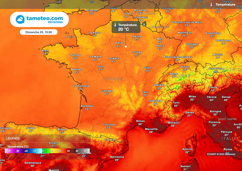 Températures bien fraîches pour ce dimanche après-midi en France.
