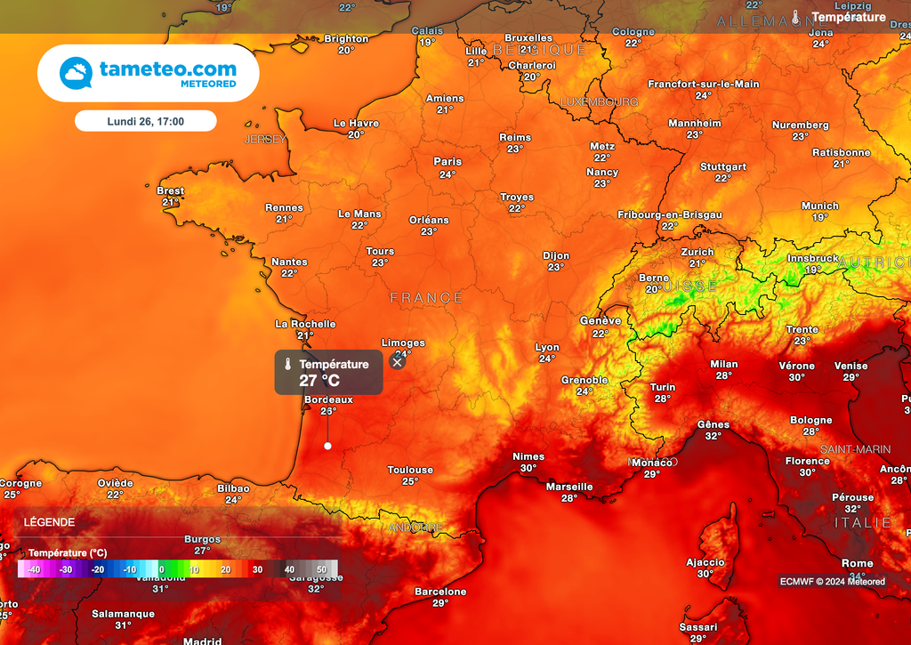 Températures beaucoup plus estivales ce lundi après-midi.