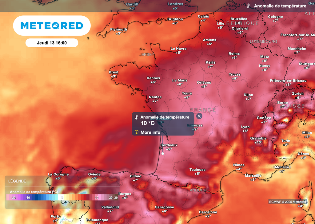 Températures anormalement élevées en milieu de semaine, notamment jeudi !