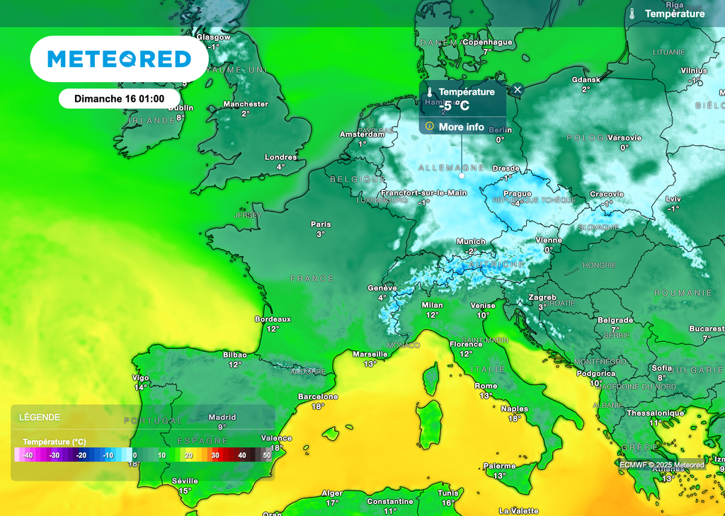 Arrivée d'une masse d'air froid sur l'Europe pour la fin du week-end.
