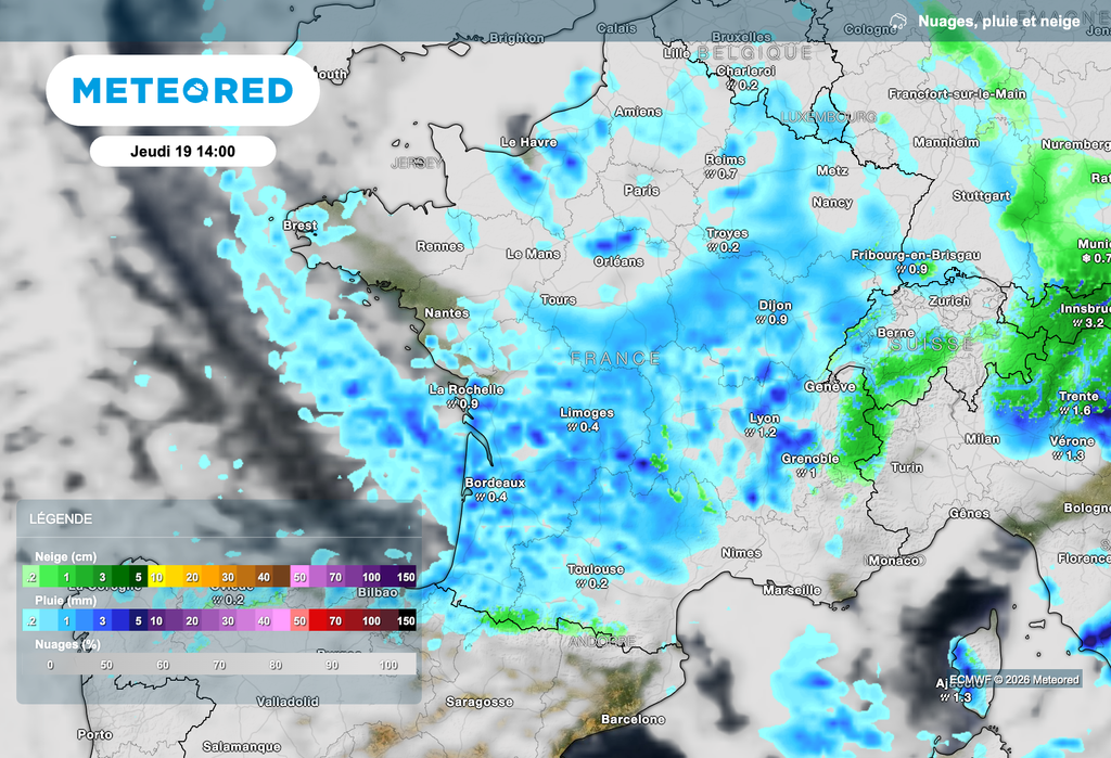 Encore de fortes précipitations ce jeudi.