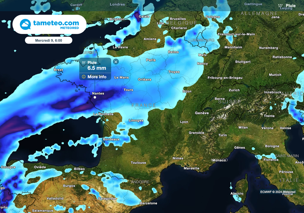 Les pluies se renforcent ce mercredi matin dans centre-ouest du pays.