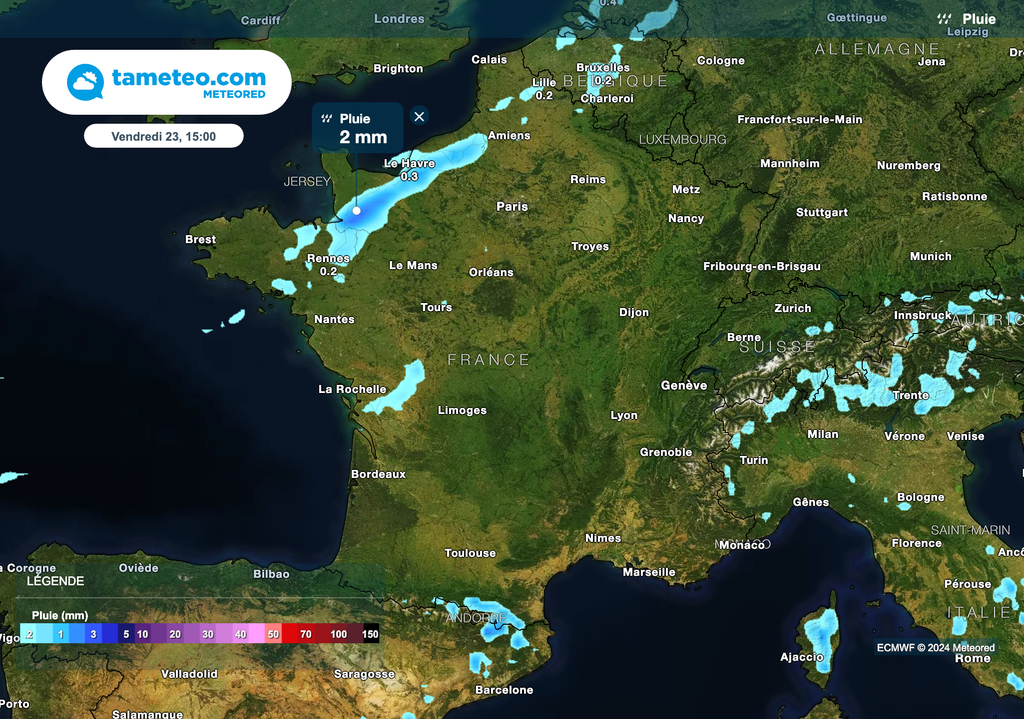 Quelques pluies le long de la Manche cet après-midi. Quelques pluies le long de la Manche cet après-midi.