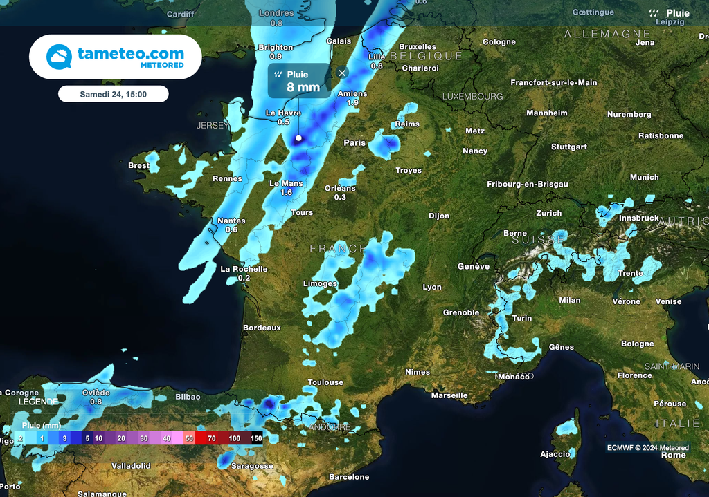 Météo pluvieuse dans le nord-ouest samedi après-midi. Météo pluvieuse dans le nord-ouest samedi après-midi.