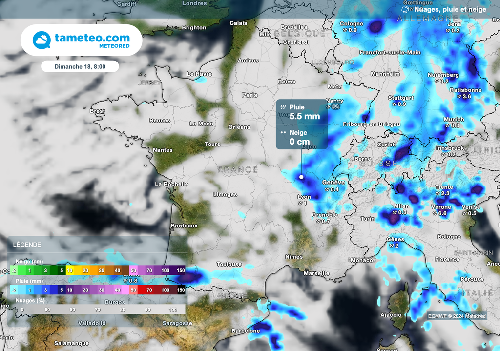 Encore des pluies dans le nord-est dimanche.
