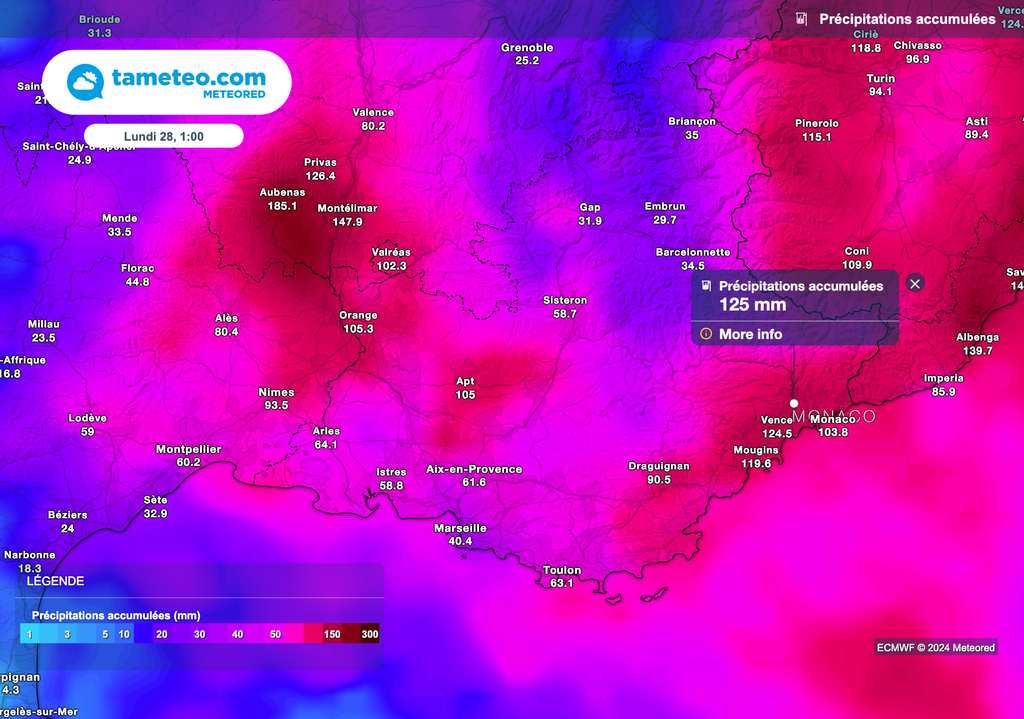 Les cumuls de pluie pourraient aussi être importants entre le Var et les Alpes-Maritimes.
