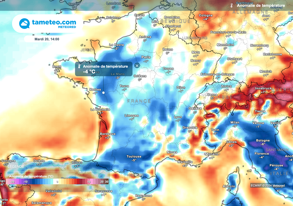 Maximales sous les normales de saison ce mardi.