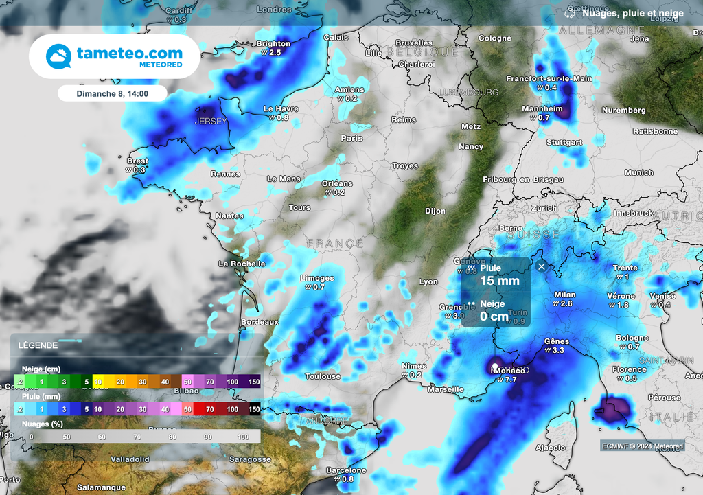 De fortes pluies orageuses ce dimanche dans le sud-est de la France !
