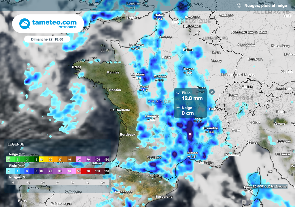 D'importants cumuls de pluie attendus dans le sud de la France.