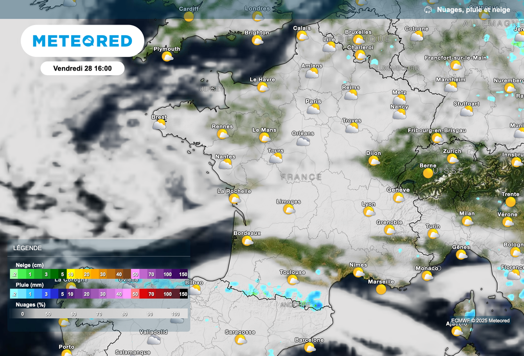 Petites averses dans le nord-est de la France vendredi.