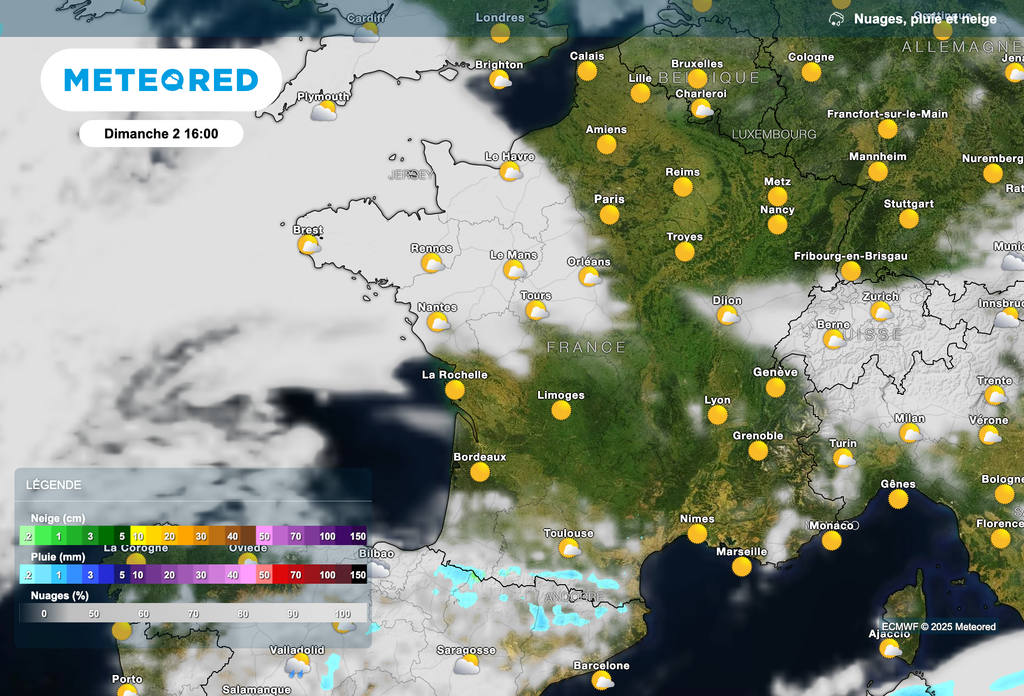 Quelques ondées attendues dimanche sur les Pyrénées.