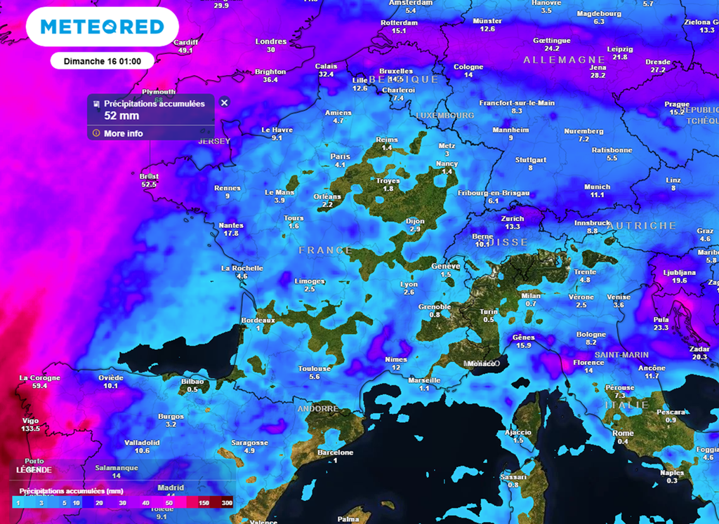 Les cumuls les plus importants sont attendus sur le Finistère et les Cévennes.