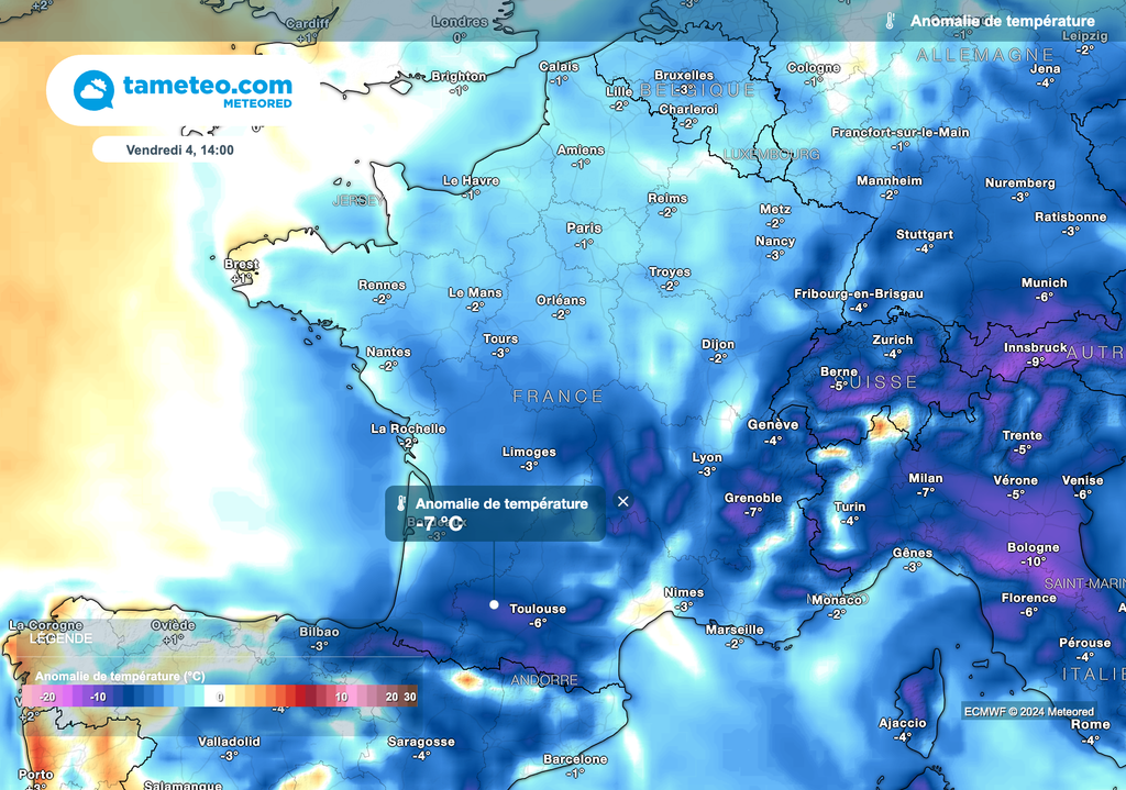 Températures souvent inférieures aux normales de saison ce vendredi après-midi. Températures souvent inférieures aux normales de saison ce vendredi après-midi.