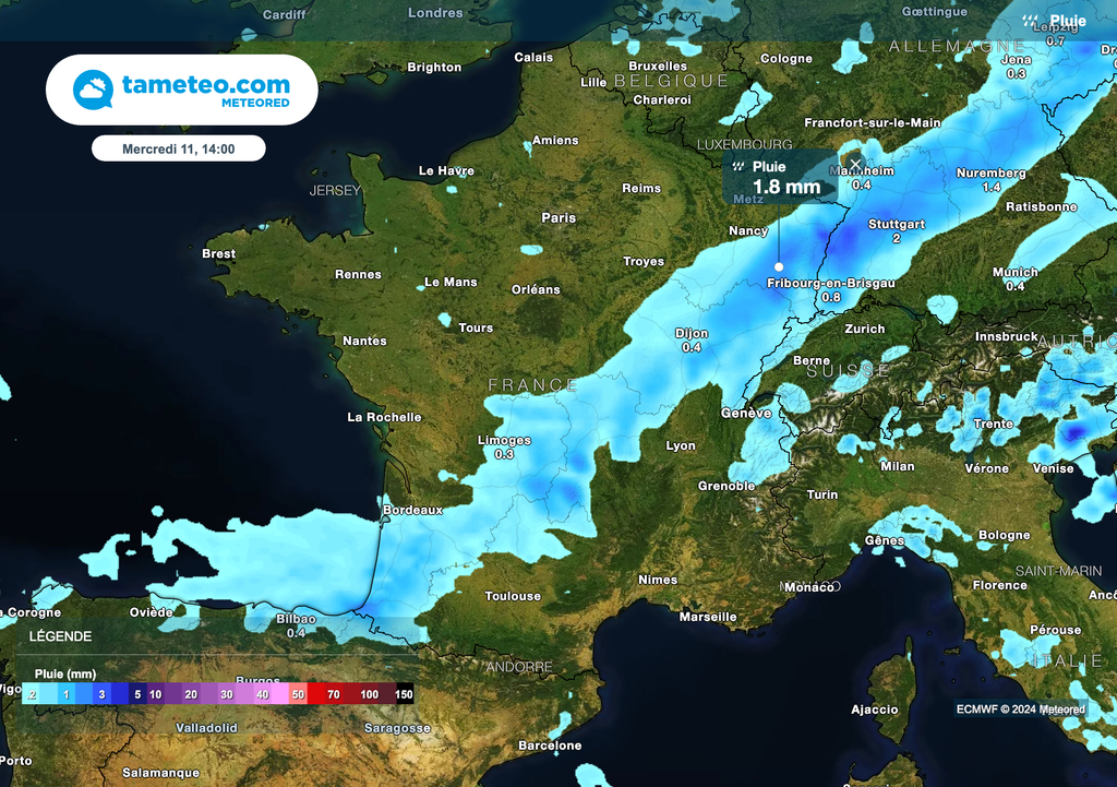 Arrivée d'un front froid sur la France mercredi.