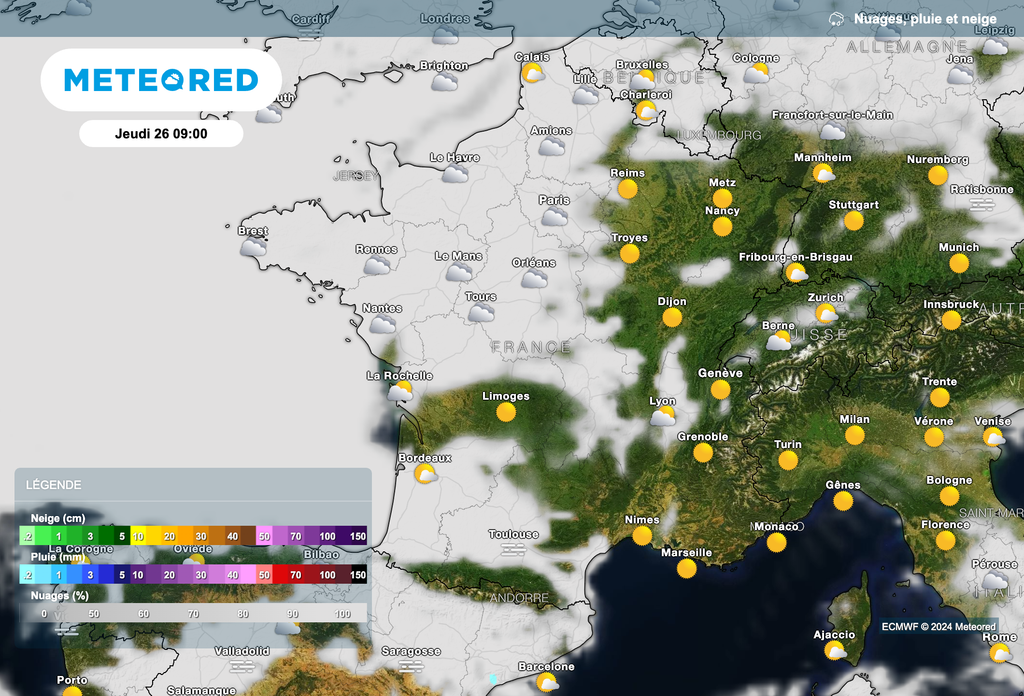 Nombreux brouillards et nuages bas ce matin sur la France.