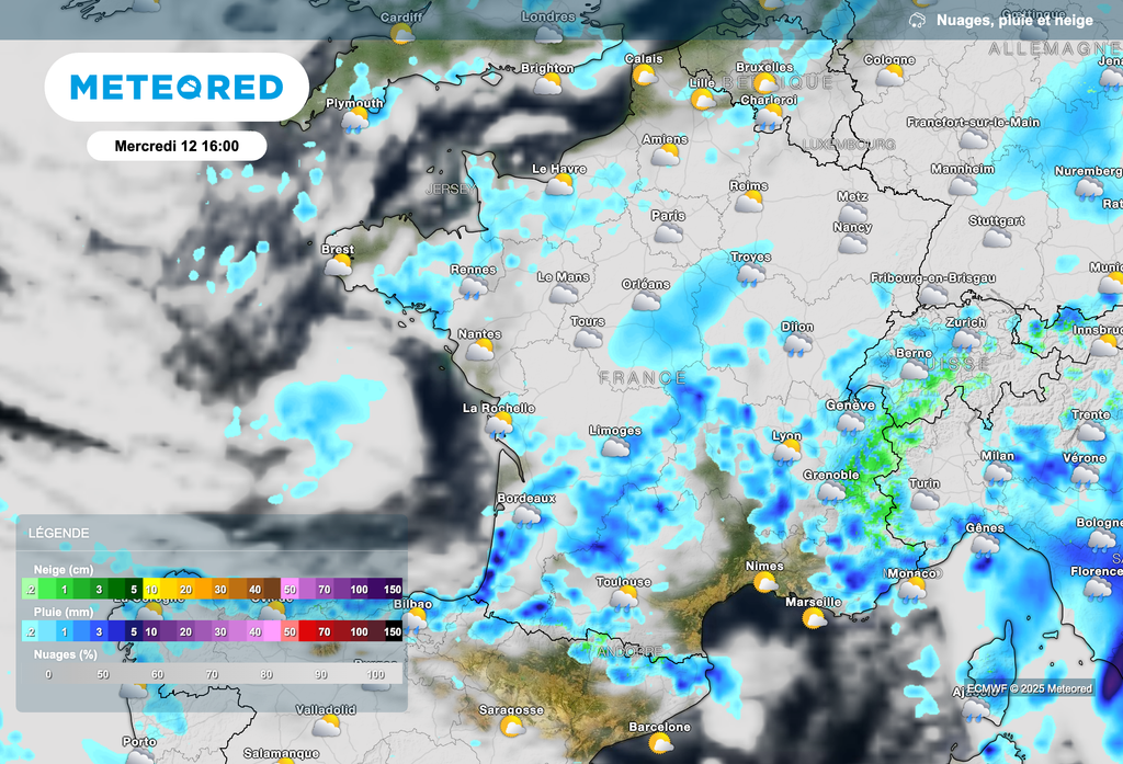 Fréquentes averses dans le sud du pays ce mercredi.
