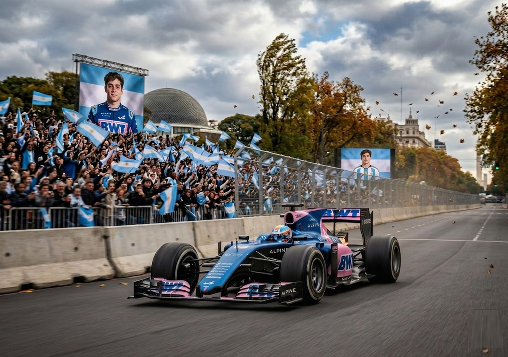 Franco Colapinto corre en Buenos Aires con alerta por viento de 70km/h ¿cómo estará el tiempo este domingo en la Ciudad? Imagen recreada con IA.