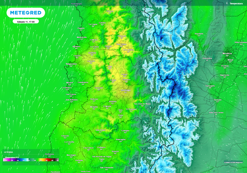 Las temperaturas máximas el fin de semana podrían acercarse a los 20 °C en el centro de Santiago.