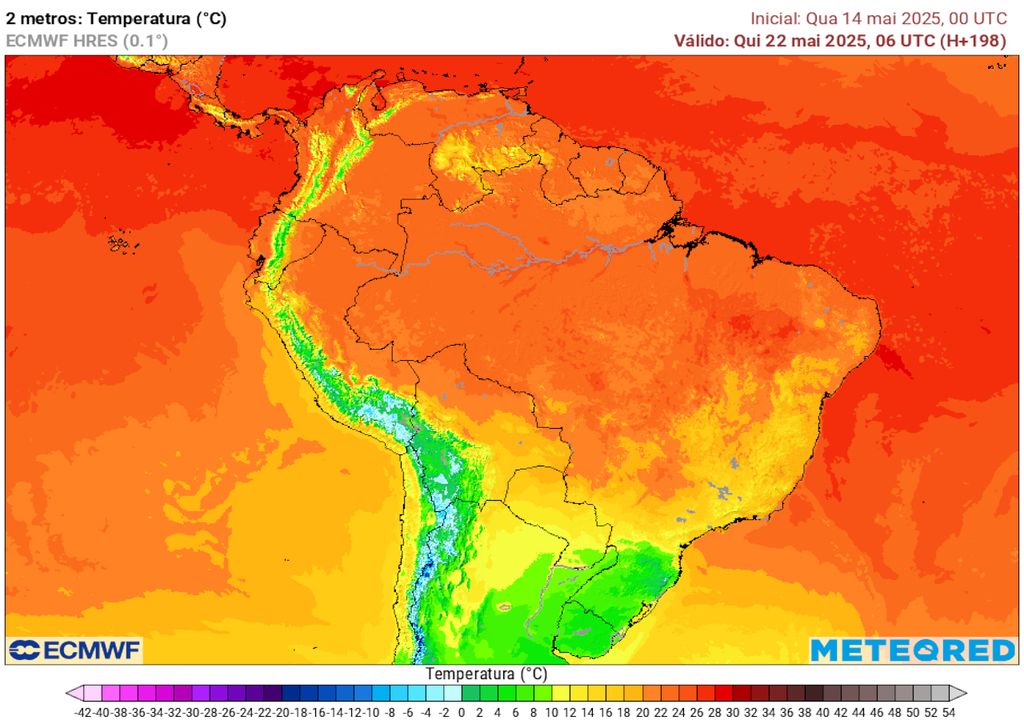 Previsão de temperaturas mínimas no dia 22 de maio. Previsão de temperaturas mínimas no dia 22 de maio.