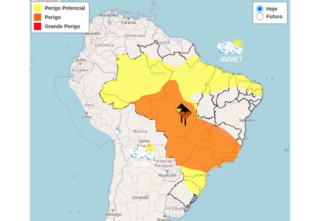 Alerta emitido pelo INMET nesta segunda-feira (9), válido para hoje (10) e amanhã (10).