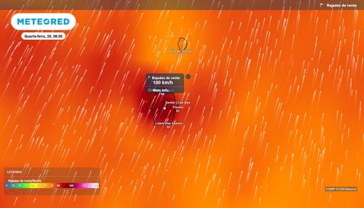 Frente fria chega aos A&ccedil;ores amanh&atilde; (28) com chuva e rajadas at&eacute; 100 km/h: ECMWF revela as ilhas mais afetadas