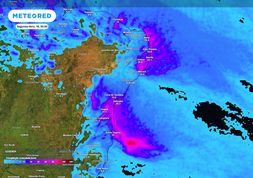 Previsão de acumulados totais de chuva até o final do próximo domingo. Previsão de acumulados totais de chuva até o final do próximo domingo.