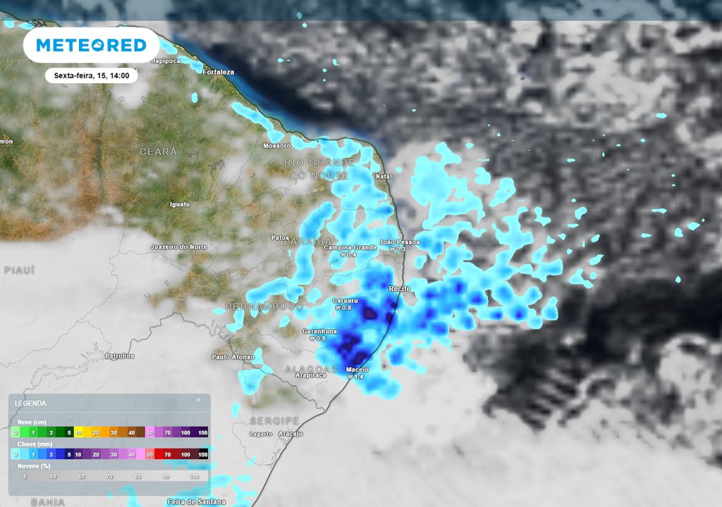Previsão de nebulosidade e chuva na sexta-feira durante a tarde. Previsão de nebulosidade e chuva na sexta-feira durante a tarde.