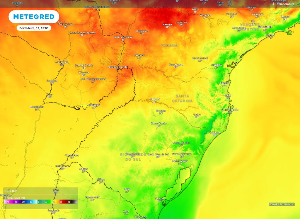 Temperatura máxima prevista para sexta-feira (12).