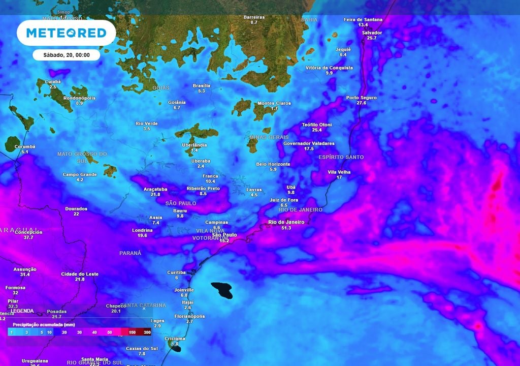 Previsão de acumulados totais de chuva até o final da sexta-feira. Previsão de acumulados totais de chuva até o final da sexta-feira mostra quais regiões serão mais afetadas pela chuva essa semana, e quais registrarão tempo mais firme e seco.