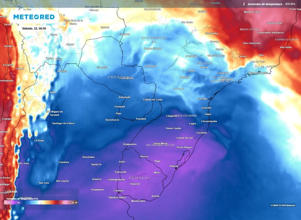 Massa de ar polar avança e provoca queda nas temperaturas em pelo menos 7 estados do Centro-Sul do Brasil.