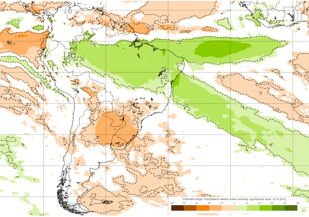 Previsão de anomalia de precipitação para o período de 15 a 22 de Abril