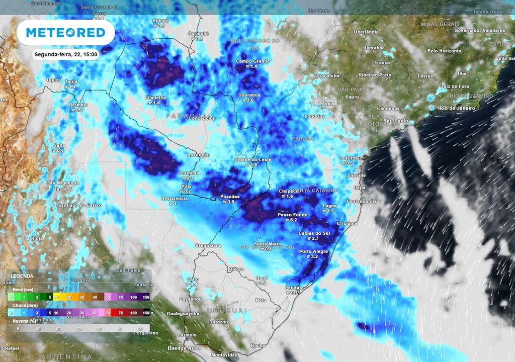 Previsão de ventos, nebulosidade e chuva na segunda-feira durante a tarde. Previsão de ventos, nebulosidade e chuva na segunda-feira durante a tarde.