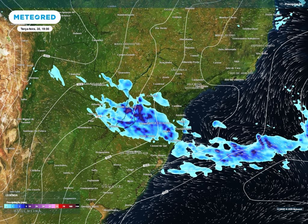 Chuva prevista para a noite de terça-feira (30).