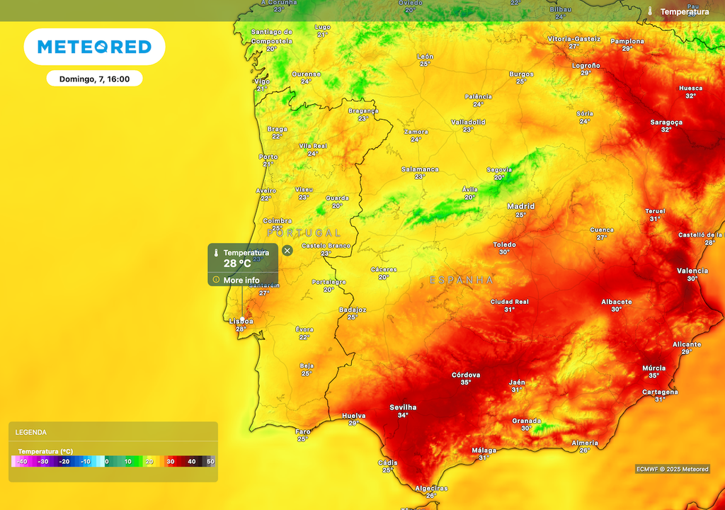 Temperaturas máximas neste domingo entre os 20 ºC e os 28 ºC. Temperaturas máximas neste domingo entre os 20 ºC e os 28 ºC.