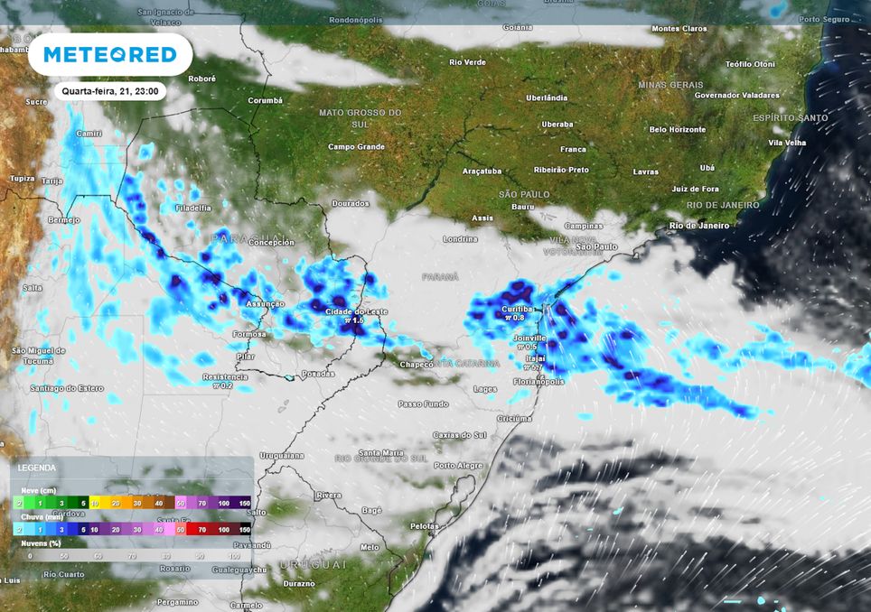 Previsão de nebulosidade e chuva na quarta-feira de noite. Previsão de nebulosidade e chuva na quarta-feira de noite.