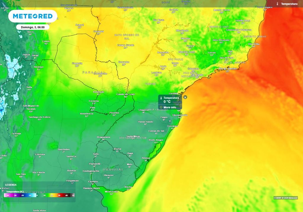 Temperaturas mínimas para o domingo, 3 de maio.