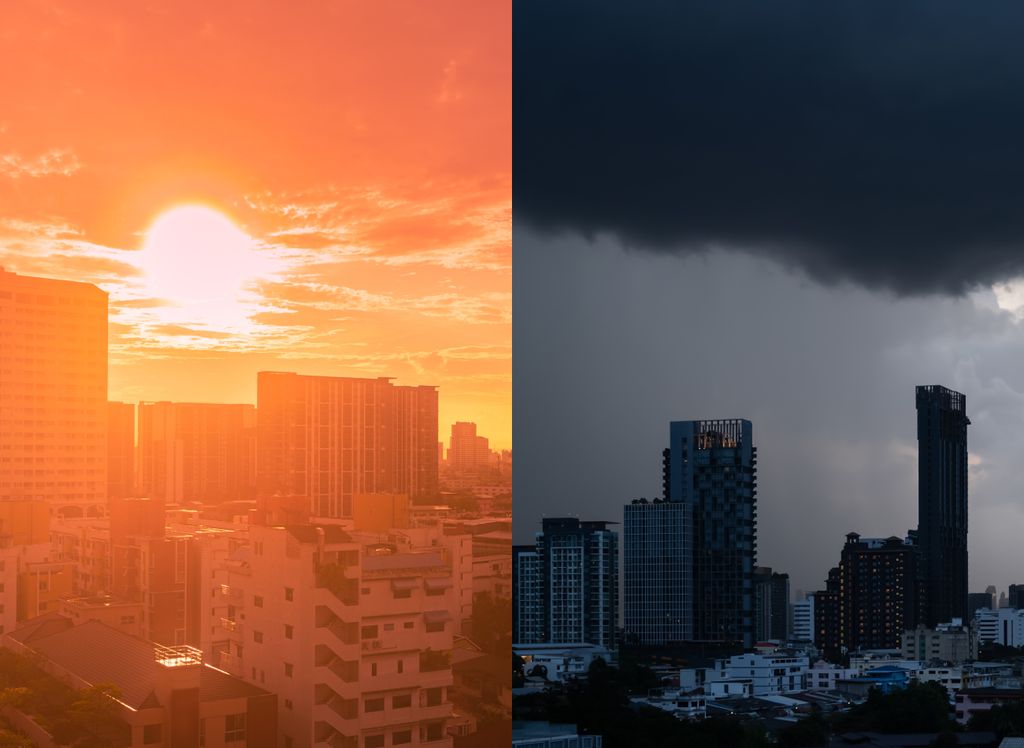 Calor no oeste, frio e chuva no leste. Contraste térmico no Sudeste aumenta com passagem de frente fria e mudança no tempo.